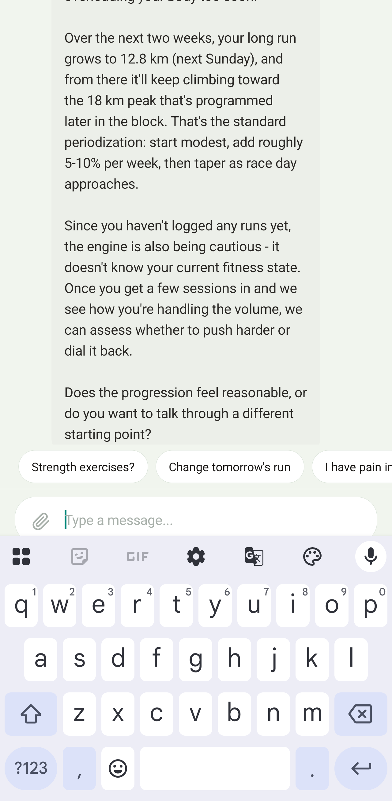 Veli answering a question about the length of a long run, citing the training plan